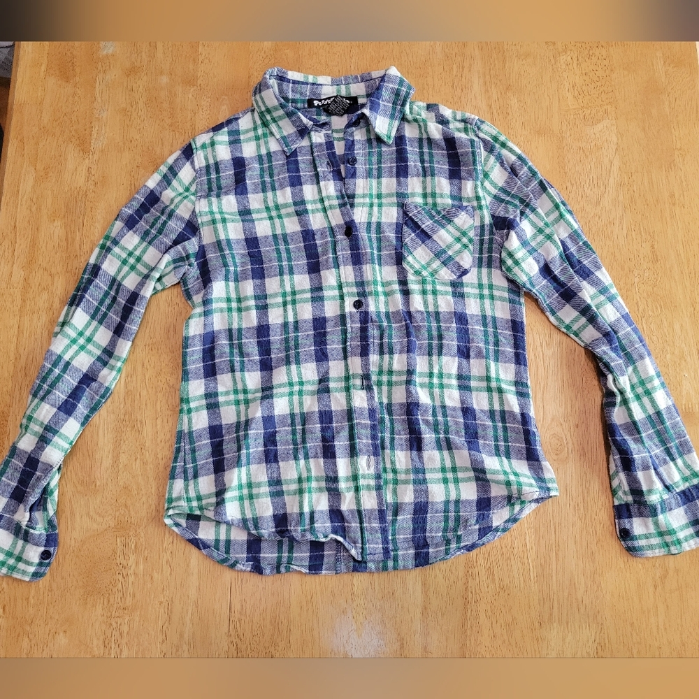 Planet Gold plaid flannel long sleeve button down top shirt blouse